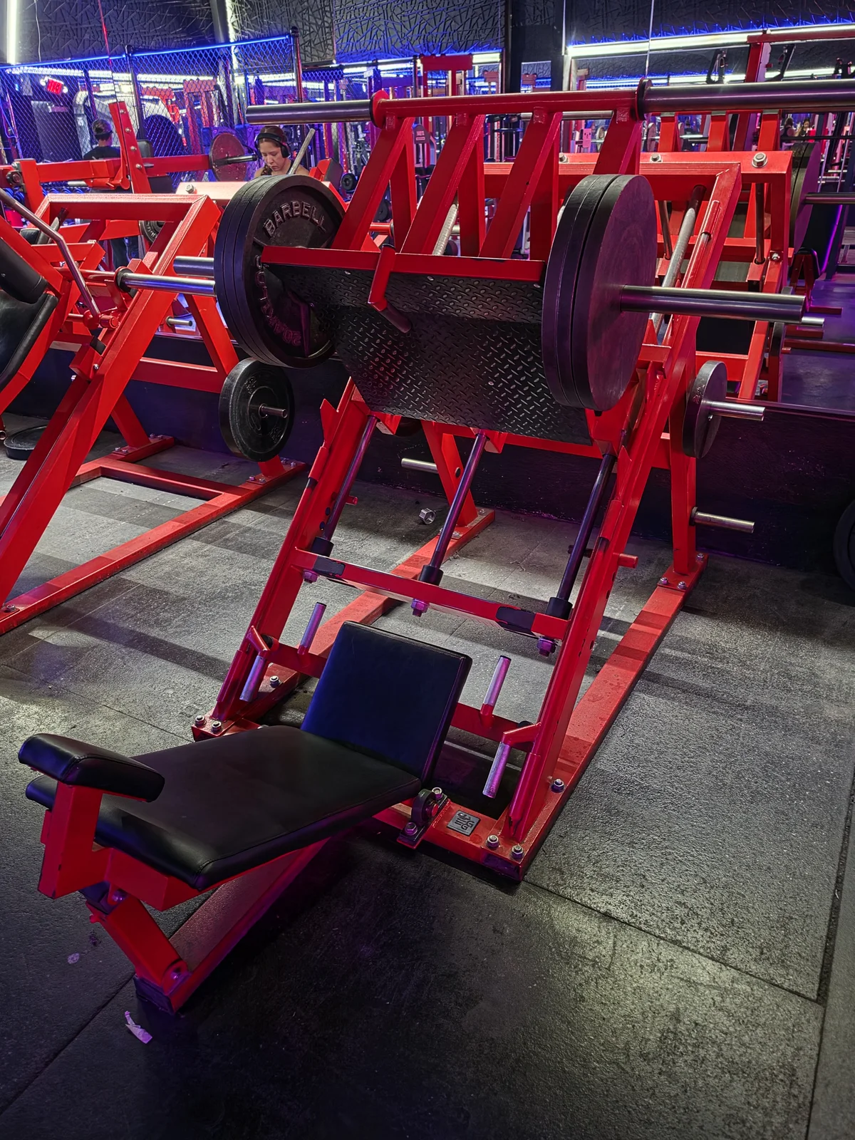 Heavy-duty sled leg press at Iron Arms Gym