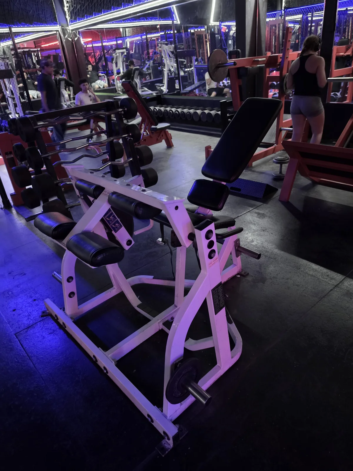 Hammer Strength seated hamstring curl machine at Iron Arms Gym