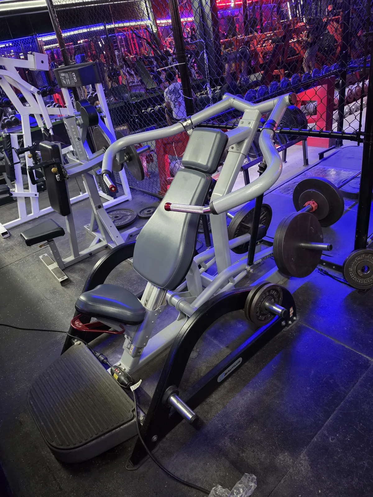 Nautilus plate-loaded incline chest press at Iron Arms Gym