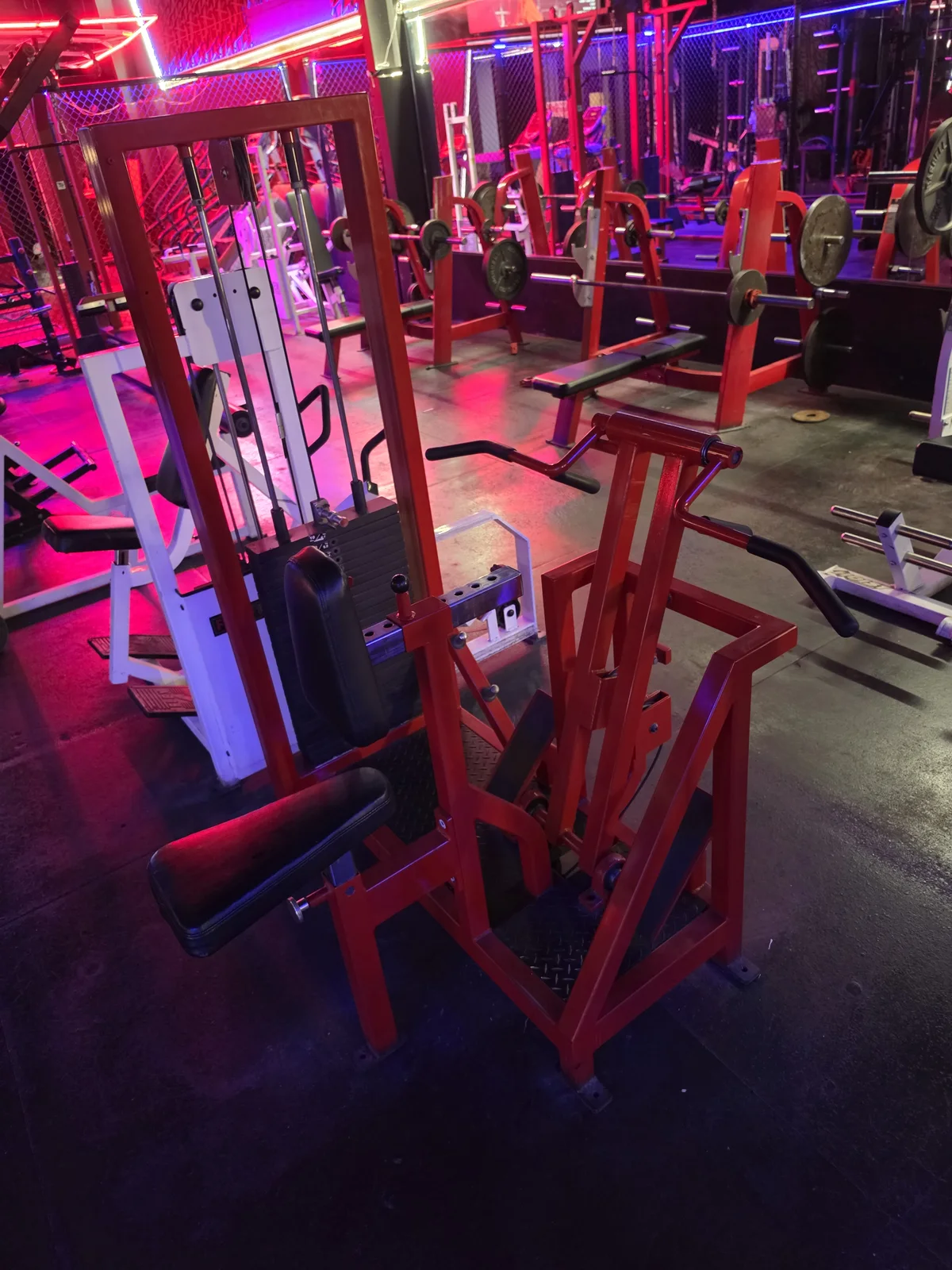 Magnum weight-stack row machine at Iron Arms Gym