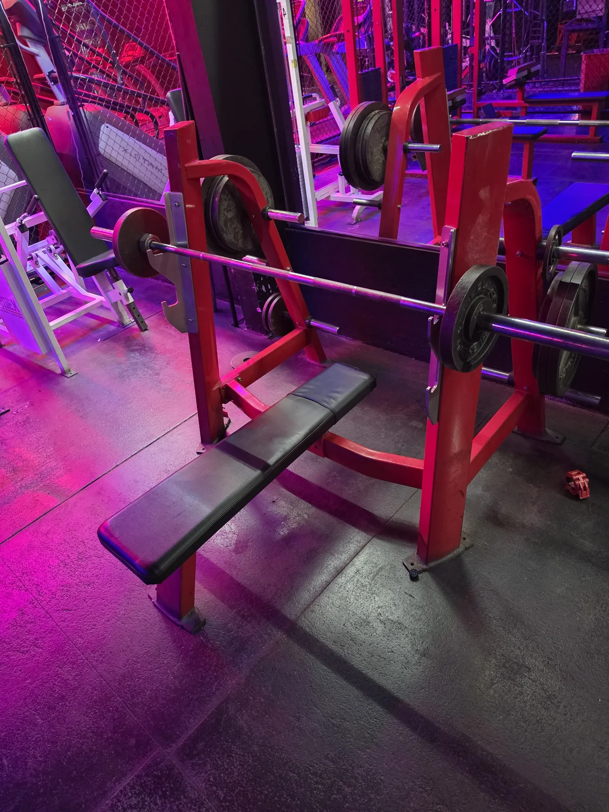 Standard flat bench press station at Iron Arms Gym