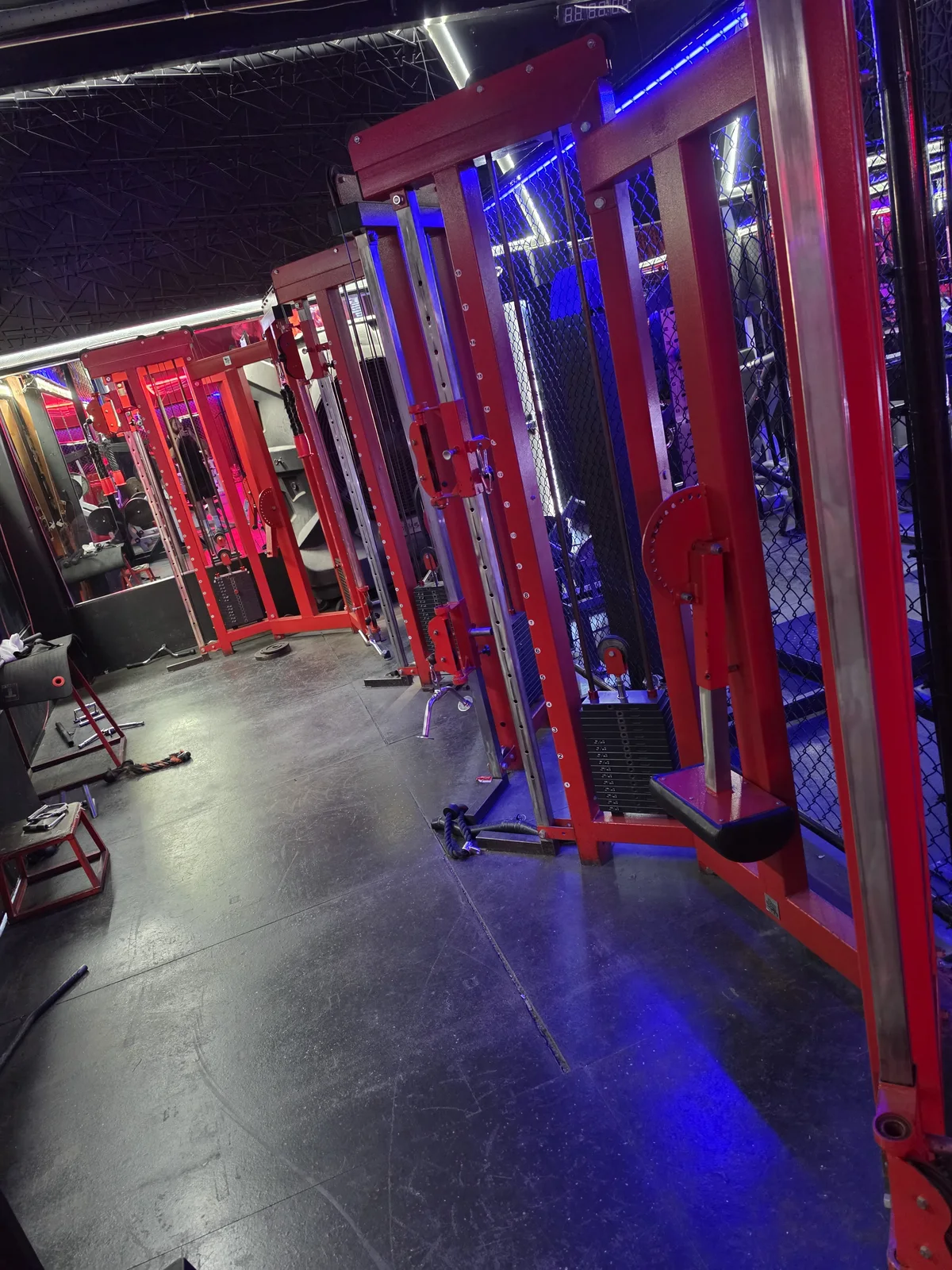 Six independent cable stations with multiple attachments at Iron Arms Gym