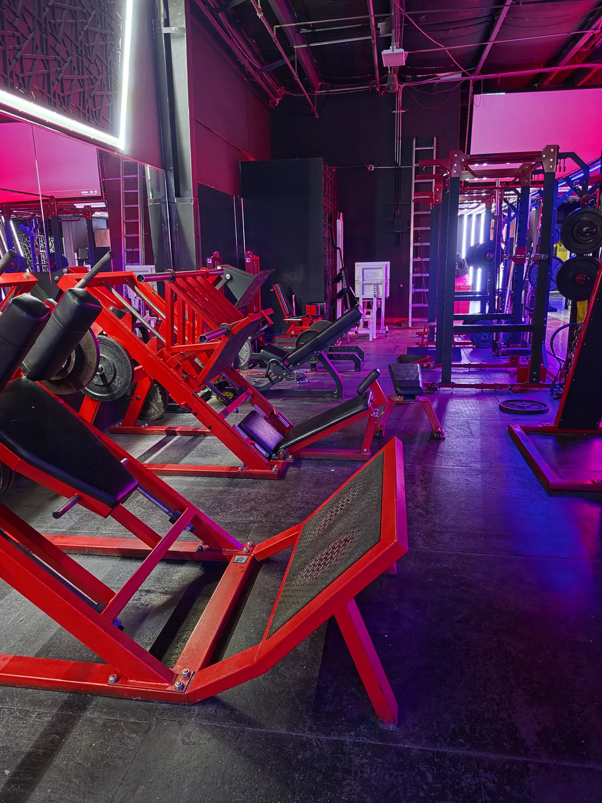 Wide view of the strength training floor at Iron Arms Gym in Bakersfield